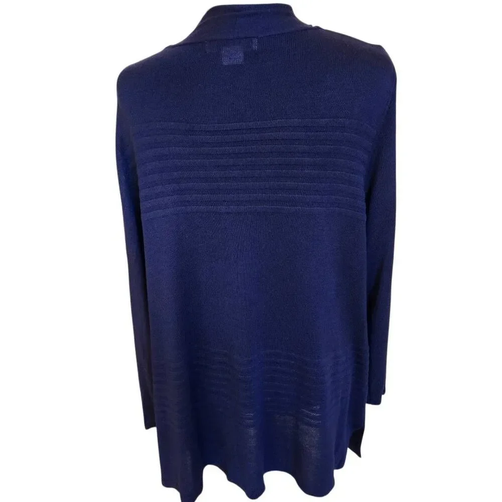 Liz Claiborne Woman Plus Size Open Front Lightweight Cardigan Navy Blue 1X
